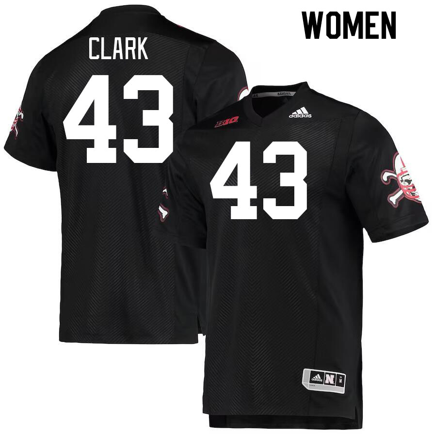 Women #43 Quinn Clark Nebraska Cornhuskers College Football Jerseys Stitched Sale-Black